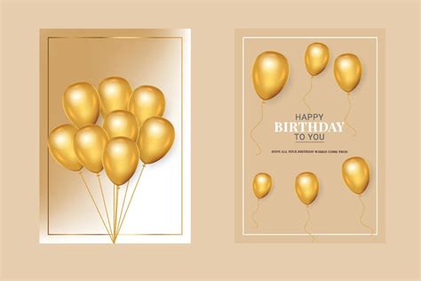 Happy Birthday card wishes with golden balloons 5003679 Vector Art at Vecteezy