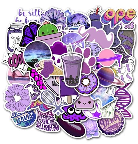 Cute PURPLE VSCO Stickers Pack Random Stickers Waterproof | Etsy