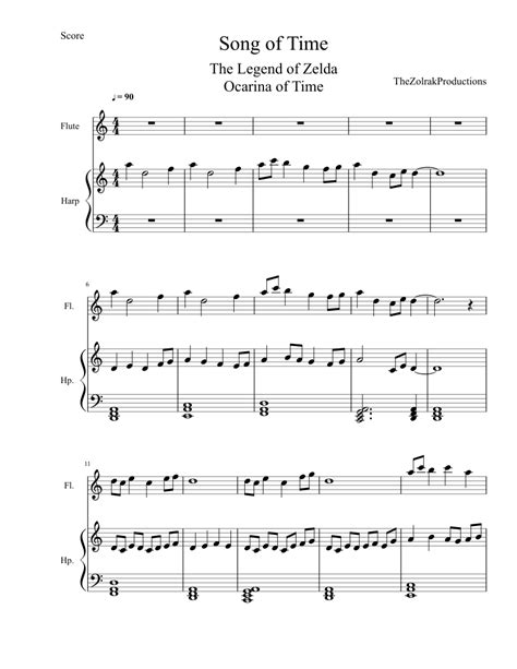 Song of Time Sheet music for Flute, Harp | Download free in PDF or MIDI ...