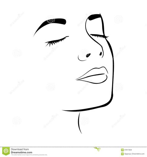 Sketch Female Face Silhouette With Eyes Closed Stock Illustration ...