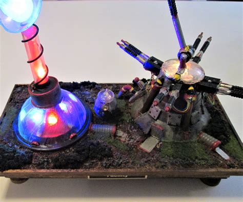 Sci Fi Diorama, Space and Air Defense, Outpost 4, miniature sculpture, Science fiction sculpture