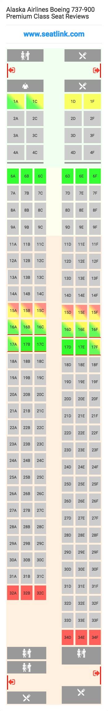 Alaska Airlines Boeing 737-900 Premium Class Seating Chart - Updated October 2019 - SeatLink