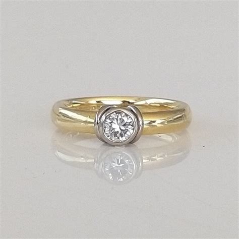 Vintage VS Clarity Diamond Single Stone Gold Ring With Collet - Etsy