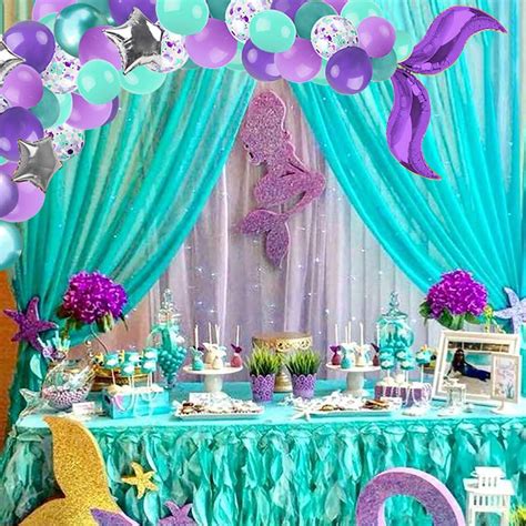 RUBFAC Mermaid Balloon Garland Kit, Mermaid Tail Arch Party Supplies ...