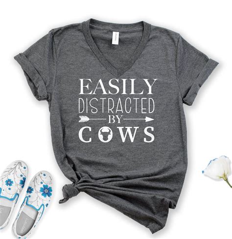 Easily Distracted by Cows Shirt Funny Cow Tee Cow Lover | Etsy