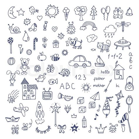 Set of hand drawn cute doodles. Doodle ... | Stock vector | Colourbox