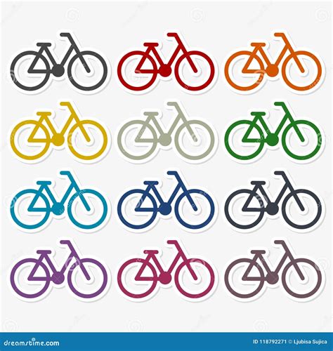 Bicycle Symbol and Sticker Set Stock Vector - Illustration of activity ...