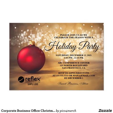 Corporate Business Office Christmas Holiday Party Invitation #corpo ...