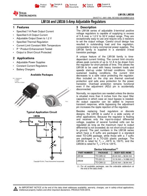 lm338 datasheet | PDF | Capacitor | Resistor