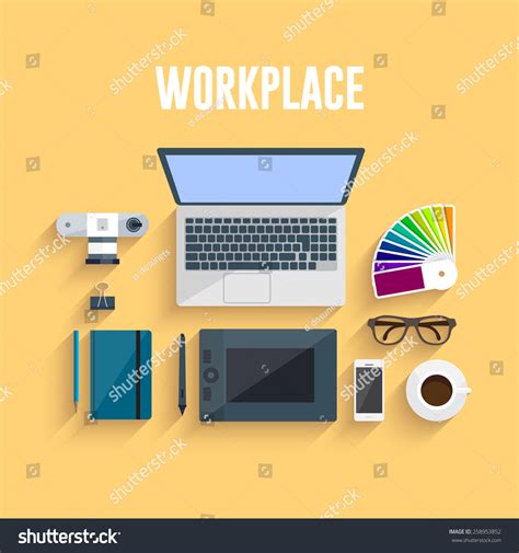 Workplace Concept Illustration Flat Design Stock Vector (Royalty Free) 258953852 | Shutterstock