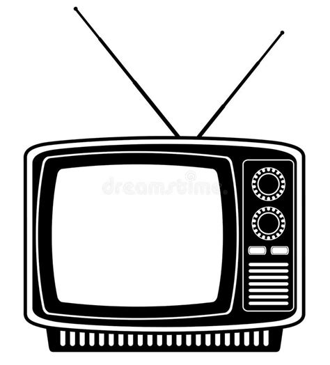 Tv Old Retro Vintage Icon Stock Vector Illustration Black Outline Silhouette Stock Vector ...