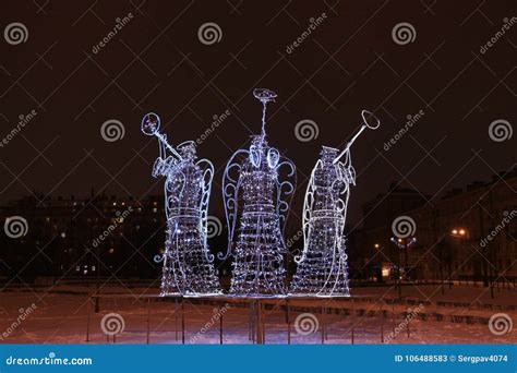 Christmas Decoration Three Angels Trumpet Stock Image - Image of angel, cheerful: 106488583