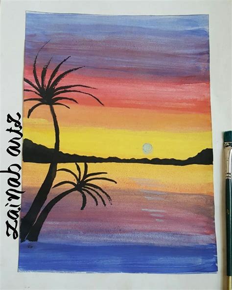 How to draw Sunrise with Oil Pastel, Sunrise scenery drawing | zaini ...