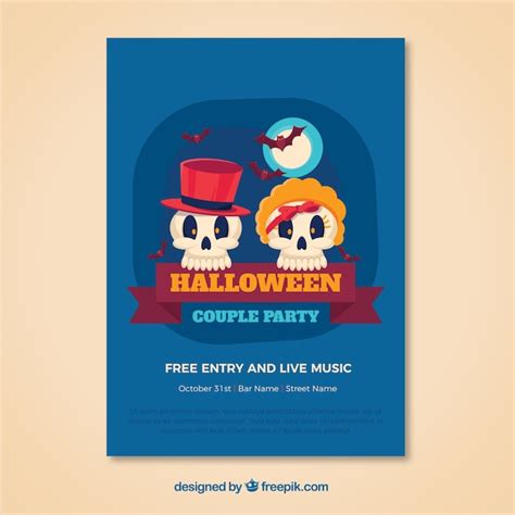 Premium Vector | Halloween couple party poster