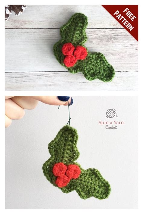 10+ Christmas Holly and Berries Crochet Patterns | Christmas crochet ...