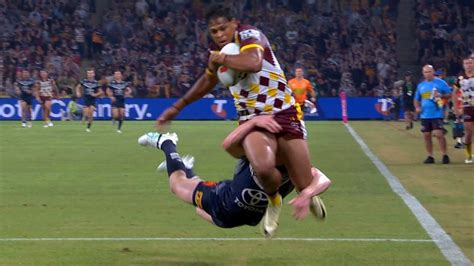 NRL news 2024 | Tom Dearden try-saving tackle on Selwyn Cobbo, Brisbane Broncos vs North ...