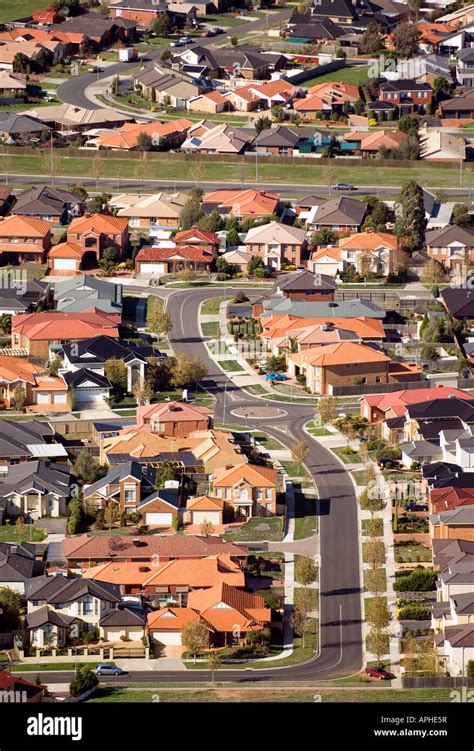 An aerial view of a suburban street Stock Photo - Alamy