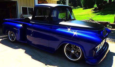 Amazing Candy Blue 1955 Chevy Street Truck - ThrottleXtreme | Custom trucks, Classic chevy ...