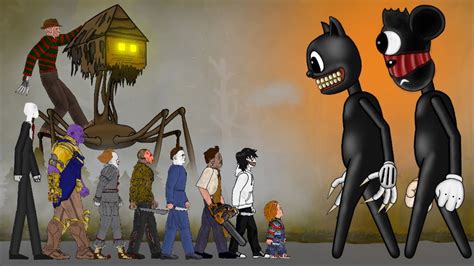 Cartoon Cat vs Cartoon Mouse vs House Head vs SLENDERMAN, Jason, Freddy, Pennywise, Michael ...