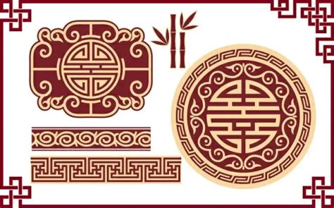 Chinese style floral decorative elements Vectors graphic art designs in ...