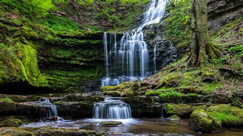 Moss Waterfall Rocks Mac Wallpaper Download | AllMacWallpaper