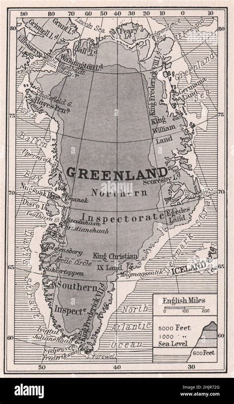 The Island of the vast Ice-Cap. Greenland (1923 map Stock Photo - Alamy