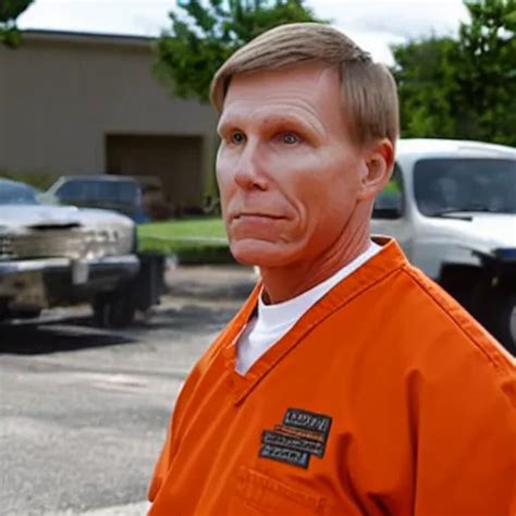 pastor kent hovind in orange prison uniform, still | Stable Diffusion