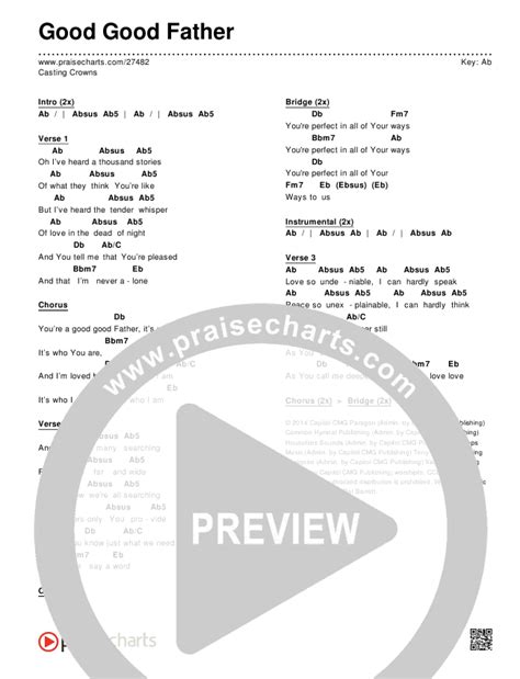 Good Good Father Chords PDF (Casting Crowns) - PraiseCharts