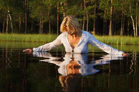 Woman Swimming In Lake Stock Photos - Image: 12865303