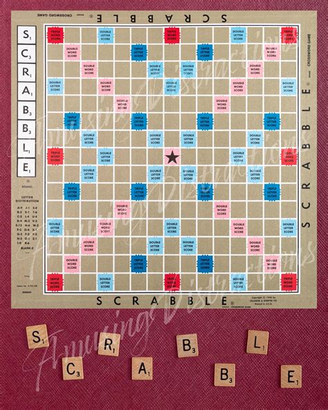 PRINTABLE Scrabble Board Game DIGITAL ART for Game Room, Playroom ...