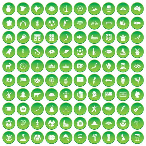 100 map icons set green circle 9011989 Vector Art at Vecteezy