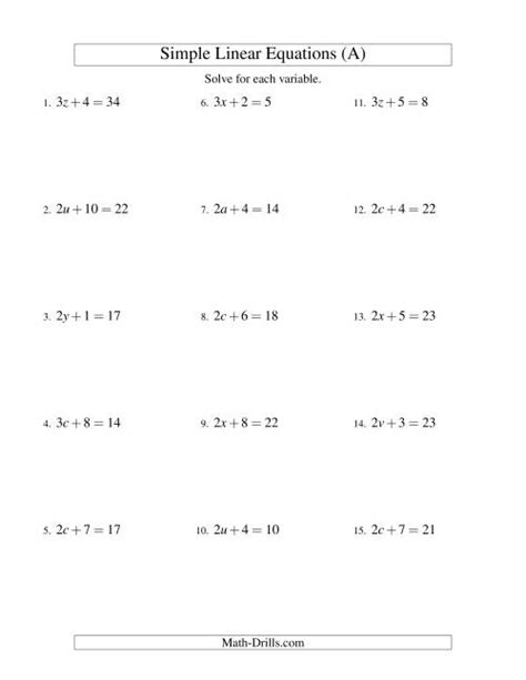 Solving Linear Equations -- Form ax + b = c (A)