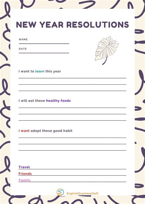 New Year Resolution Printable