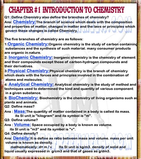 9Th Class Chemistry Chapter 1 Notes | Gul Model Science College Jacobabad