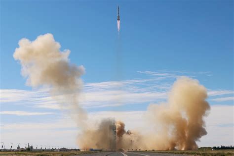 Rocket carrying the Shenzhou-12 spacecraft and three astronauts takes ...