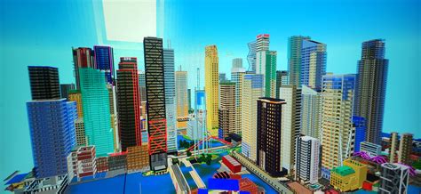 A skyline to a city I've been building for years : r/Minecraft