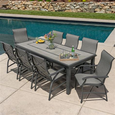 SunVilla Kingston 9 Piece Sling Dining Set + Cover | Co...