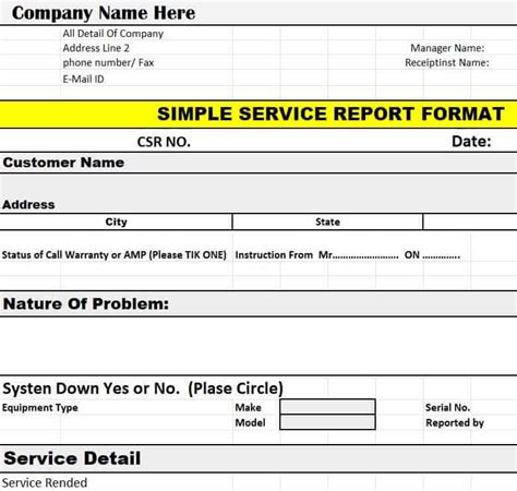 15 FREE Service Report Templates [EXCEL, WORD, PDF] - Writing Word ...