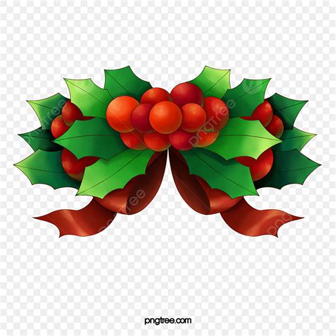 Red Ribbon Bow PNG Transparent, Christmas Holly Bow Ribbon Red Green Decoration, Christmas ...