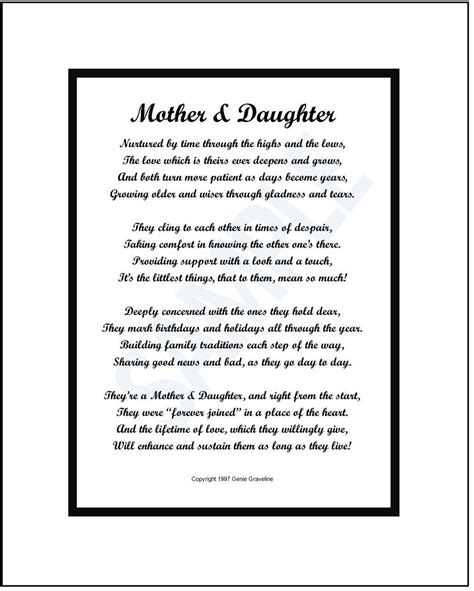 Mother Daughter Poem, DIGITAL DOWNLOAD, Mother Daughter Print, Mother ...