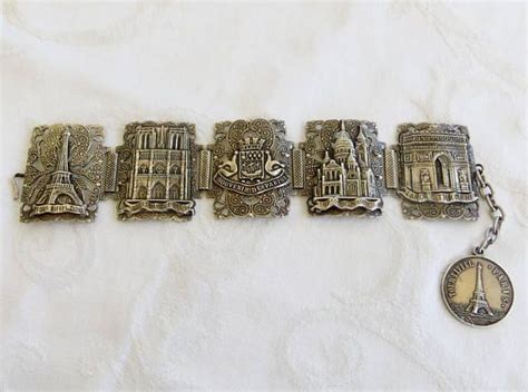 #Vintage Paris Souvenir Bracelet, Paris Landmarks, Raised Relief Panel ...