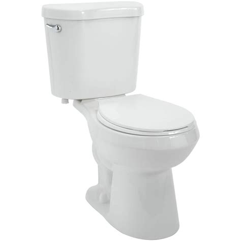 Glacier Bay 2-piece 1.28 GPF High Efficiency Single Flush Round Toilet in White, Seat Included ...