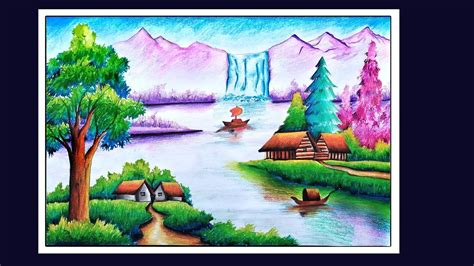 Beautiful Scenery Drawing with Oilpastel || Beautiful Oilpastel Scenery Drawing || Scenery ...