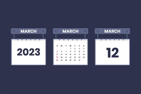 12 March 2023 calendar icon for schedule, appointment, important date ...