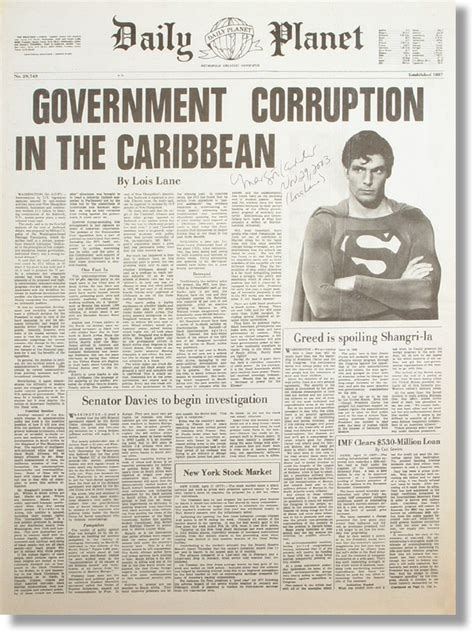 Daily Planet Newspaper Used in Superman