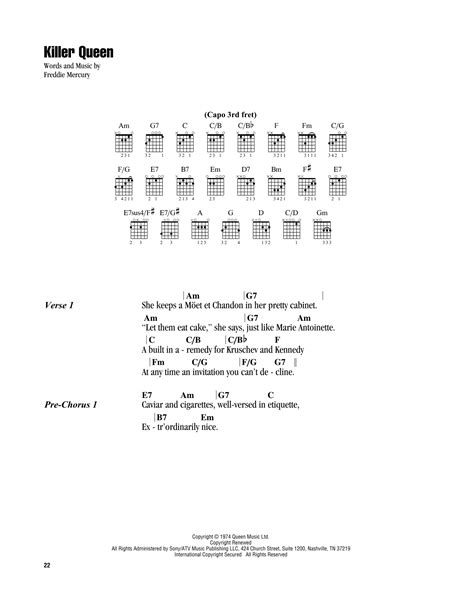 Killer Queen by Queen - Guitar Chords/Lyrics - Guitar Instructor