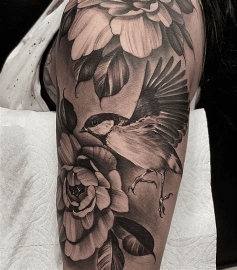 Bird With Flowers - BRKN Tattoos