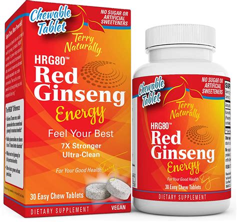 Terry Naturally, Ginseng, Red HRG80TM Energy 30 Chewable Tabs - M and M Vitamins, LLC