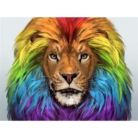 5D Diamond Painting Rainbow Lion Mane Kit | Colorful lion, Rainbow lion, Abstract lion art