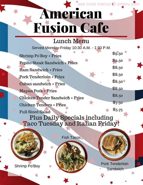 Menu at American Fusion Cafe, North Kansas City